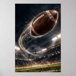 American Football in Flight – Cinematic Stadium Sp Poster