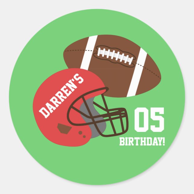 American Football Kids Birthday Party Classic Round Sticker (Front)