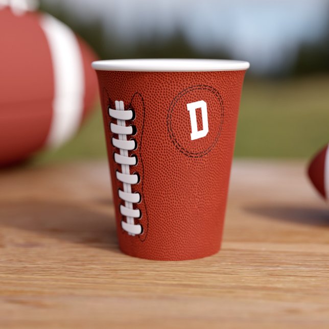 American Football Monogram Sports Party Paper Cups (For sport themed parties - just add your initial)