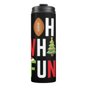 American Football Oh What Fun Holiday Christmas Thermal Tumbler