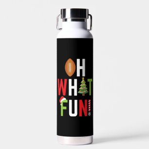 American Football Oh What Fun Holiday Christmas Water Bottle