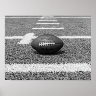American Football on Field Black and White Sports Poster