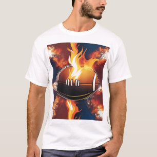 American Football On Fire Cool Design T-Shirt