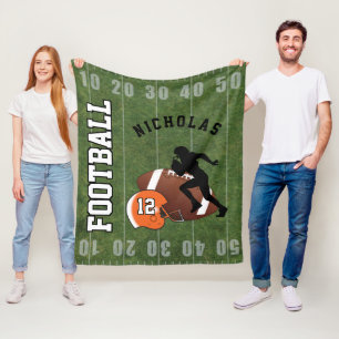American Football 🏈 - Orange Helmet Fleece Blanket