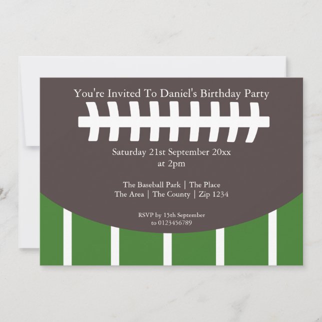 American Football Party Invitation (Front)