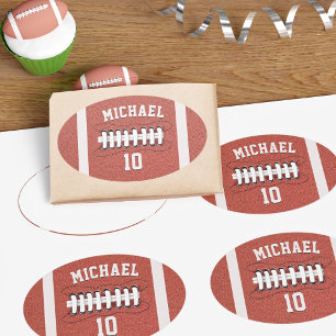 American Football Party Name Age Kids Birthday Oval Sticker