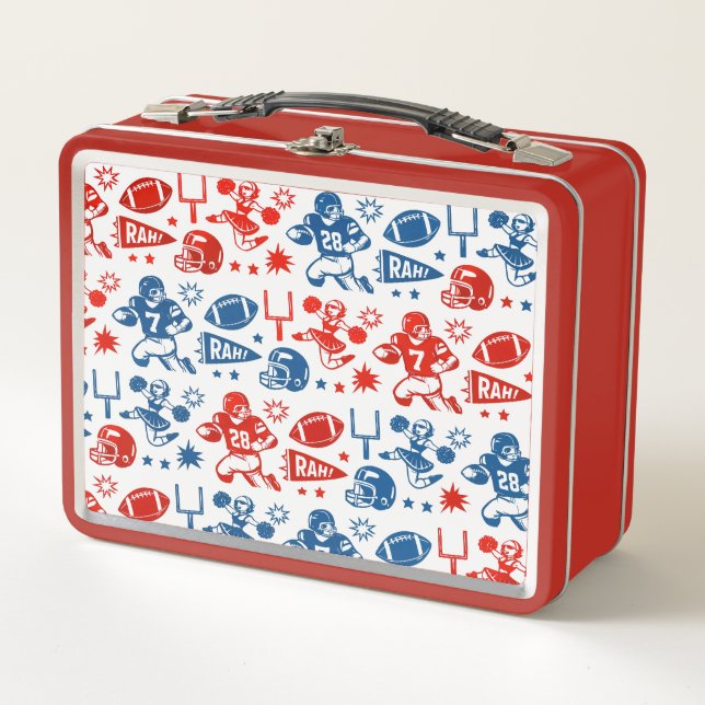 American Football Pattern Metal Lunchbox (Front)