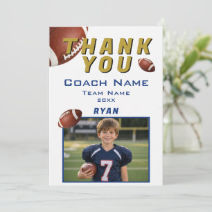 American Football Photo Player Team Coach Thank You Card