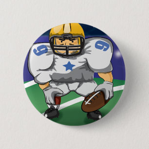 American football player 6 cm round badge