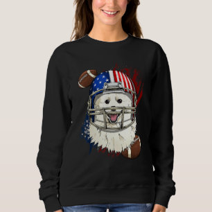 American Football Player American Eskimo Dog Face Sweatshirt