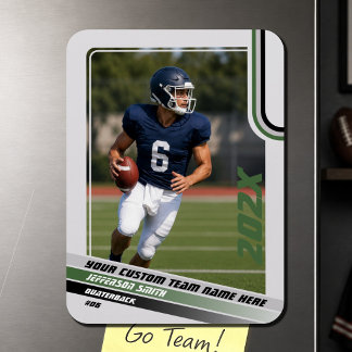 American Football Player Custom Gift Green Photo Magnet
