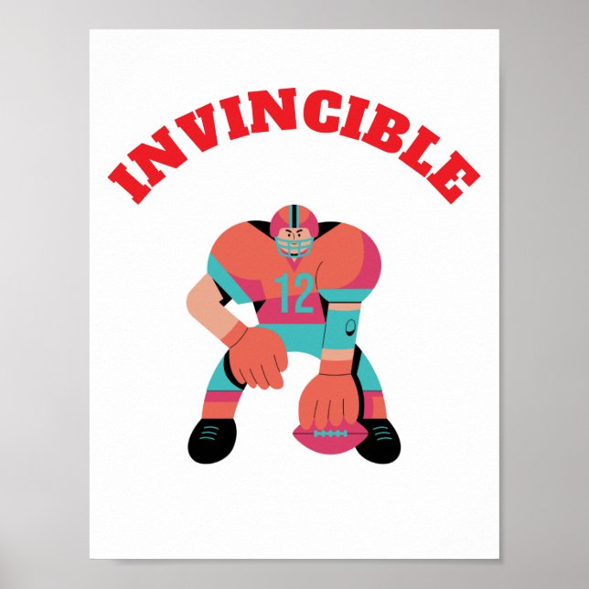 American football player INVINCIBLE Wall art (Front)