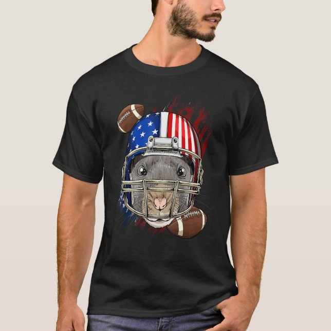 American Football Player Rat Patriotic 4th Of July T-Shirt (Front)