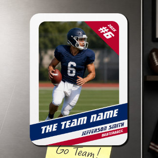 American Football Player Red White Blue Photo Magnet