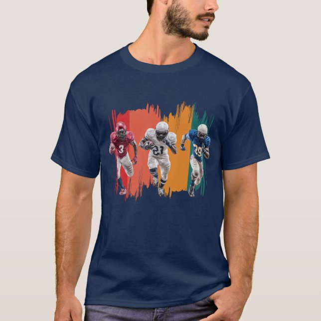 American Football Players Running Sports Design T-Shirt (Front)