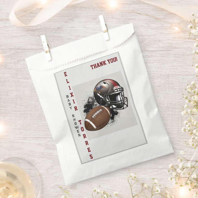 American Football Red & Black Baby Shower Favour Bags (Clipped)