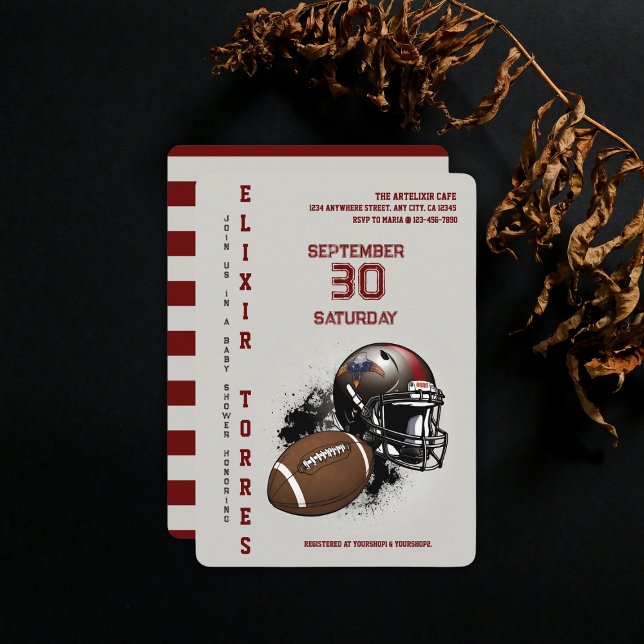 American Football Red & Black Baby Shower Invitation (Creator Uploaded)