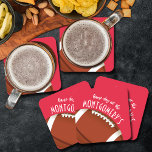 American Football Red Square Paper Coaster<br><div class="desc">Customisable paper coasters feature an American football on red and the words "It's Game Day!" along with your last name. MORE colours and matching items in our store.</div>