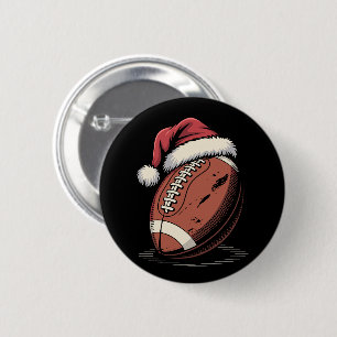 American Football Santa Hat Sports Christmas Xmas  6 Cm Round Badge