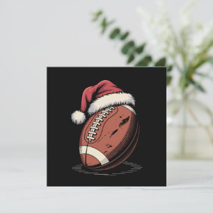 American Football Santa Hat Sports Christmas Xmas Holiday Card