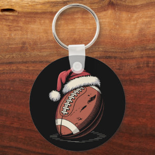 American Football Santa Hat Sports Christmas Xmas Key Ring