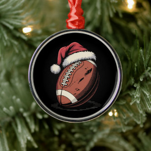 American Football Santa Hat Sports Christmas Xmas  Metal Tree Decoration