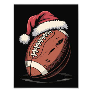 American Football Santa Hat Sports Christmas Xmas  Photo Print