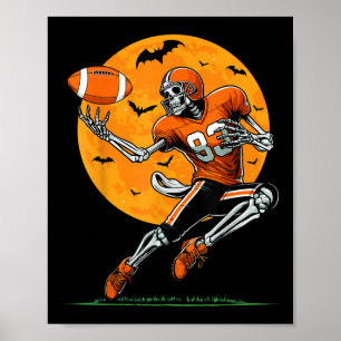 American Football Skeleton Boys Halloween Football Poster
