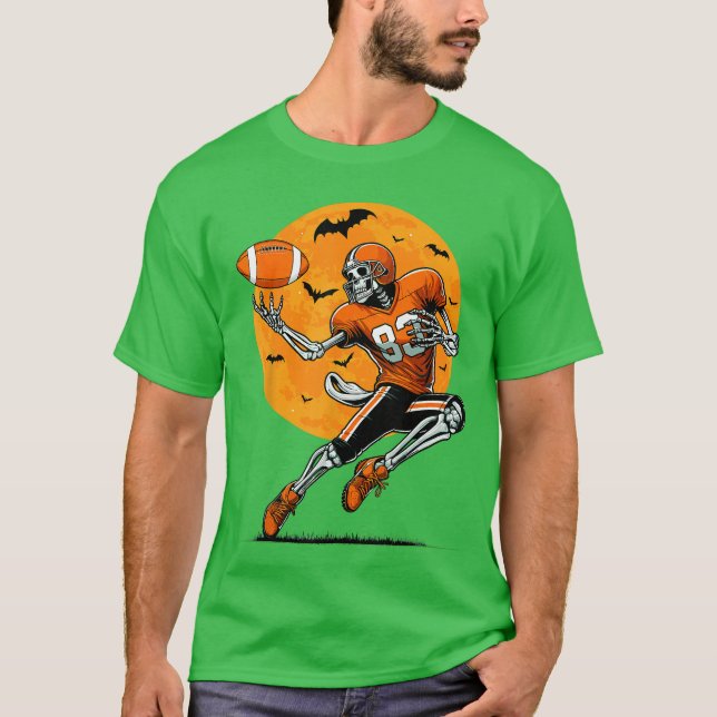American Football Skeleton Boys Halloween Football T-Shirt (Front)