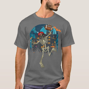 American Football Skeleton Halloween Football Fan  T-Shirt