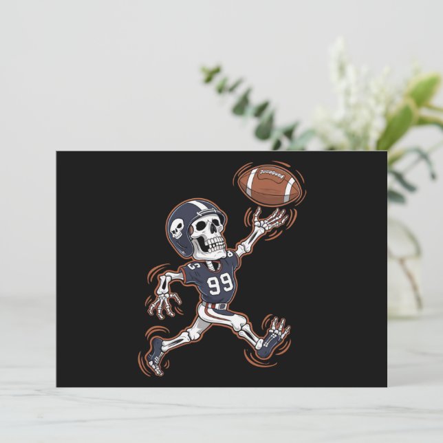American Football Skeleton Halloween Football  Invitation (Standing Front)