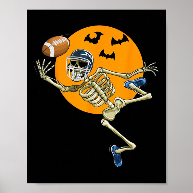 American Football Skeleton Halloween Men Boys Foot Poster (Front)