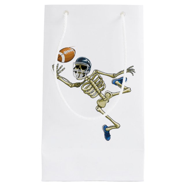 American Football Skeleton Halloween Men Boys Foot Small Gift Bag (Front)