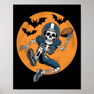 American Football Skeleton Halloween Sport Fantasy Poster