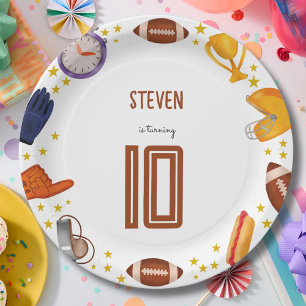 American football sport ball kids birthday paper plate
