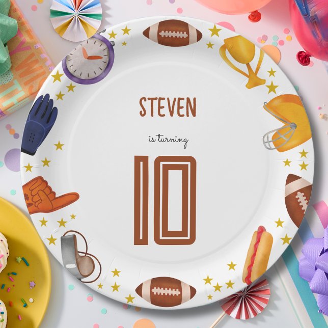 American football sport ball kids birthday paper plate (Creator Uploaded)