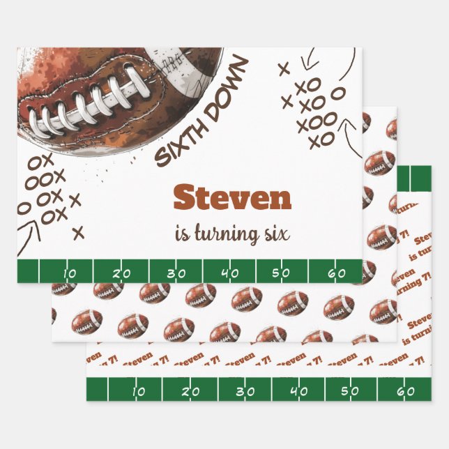 American football sport ball kids birthday wrapping paper sheet (Set)