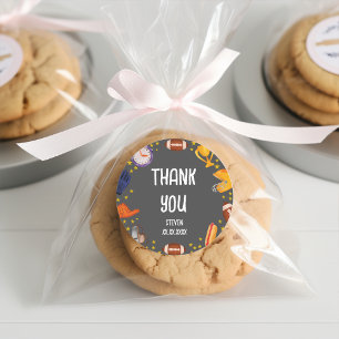 American football sport ball kids thank you classic round sticker