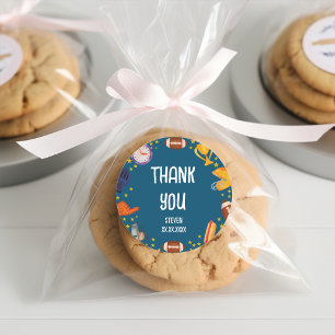 American football sport ball kids thank you classic round sticker