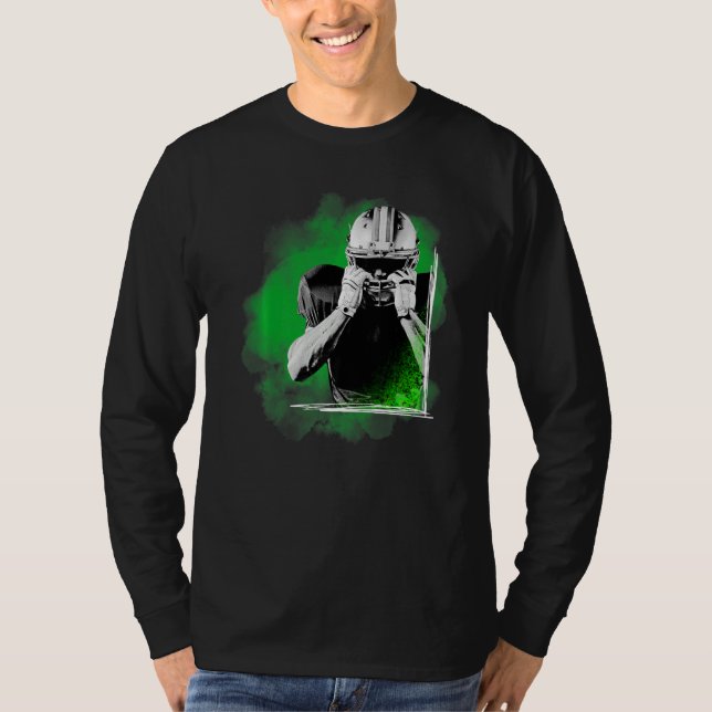 American Football Sports Green Player  T-Shirt (Front)