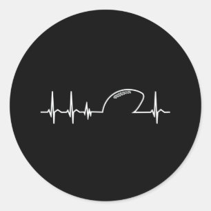 American Football Team Heart Heartbeat Player Gift Classic Round Sticker