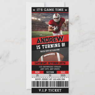 American Football Ticket birthday Party Kids Invitation