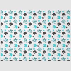 American Football Turquoise Blue and Black Pattern Tissue Paper