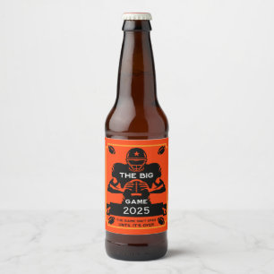 American Football TV Watch Party Beer Bottle Label