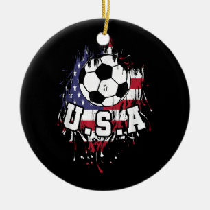 American Football USA Ceramic Tree Decoration