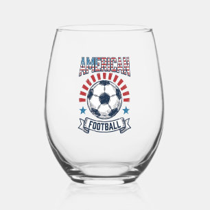 American Football Vintage Soccer Ball Shirt Design Stemless Wine Glass