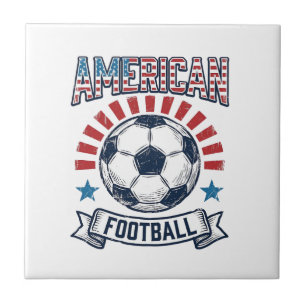 American Football Vintage Soccer Ball Shirt Design Tile