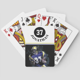 American footballer in cartoon style personalised playing cards