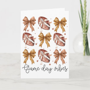 American Footll Game Day Vibes Coquette Bow Footll Card