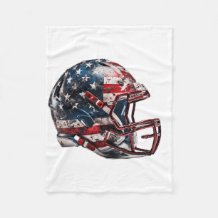 American Footll Helmet Us Flag  Fleece Blanket